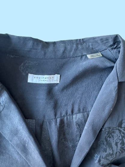 EQUIPMENT black silk blouse size large