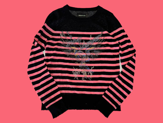 ZADIG & VOLTAIRE striped cashmere sweater size xs