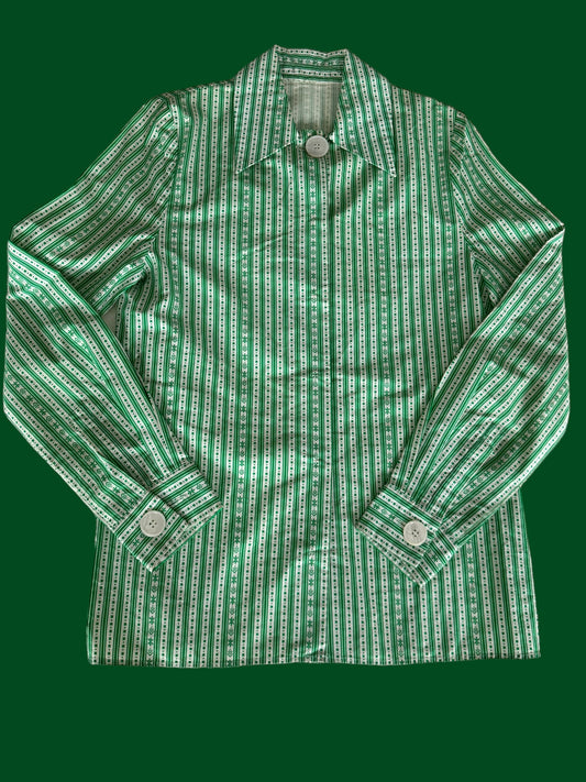 green & white striped shirt