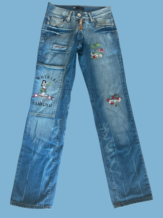 DSQUARED hawai print jeans size small
