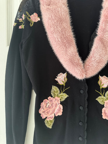 BLUMARINE mink collar cardigan