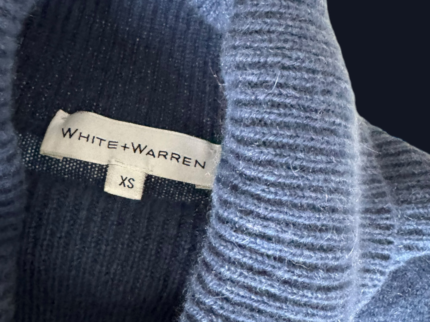 WHITE + WARREN blue cashmere turtleneck