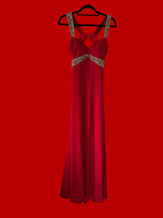 red beaded maxi dress size medium