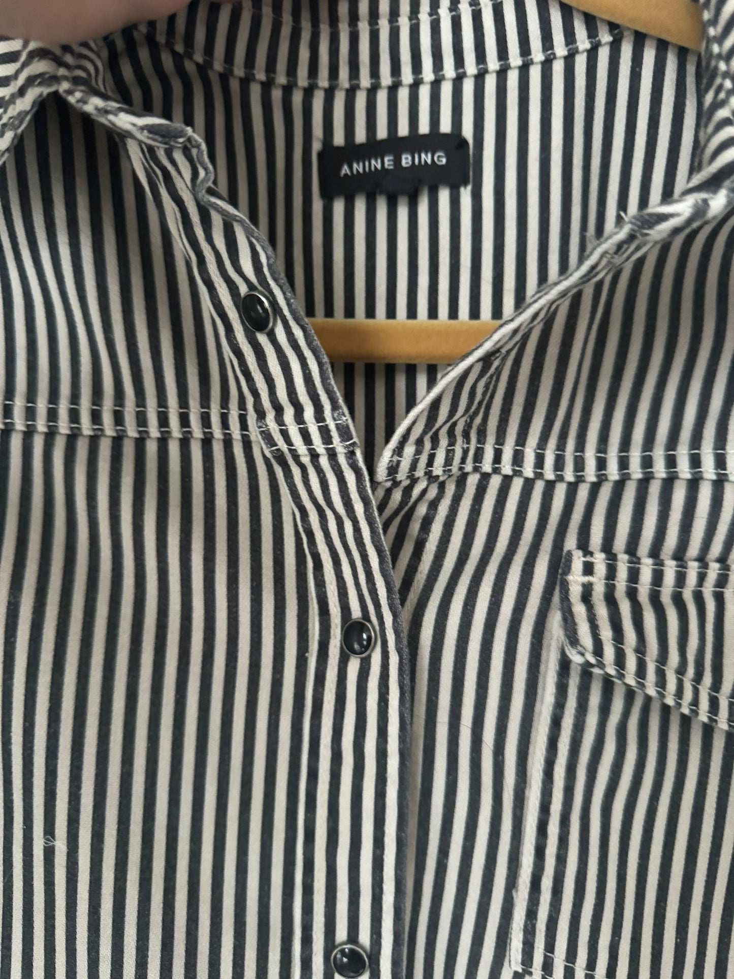 ANINE BING striped jean shirt