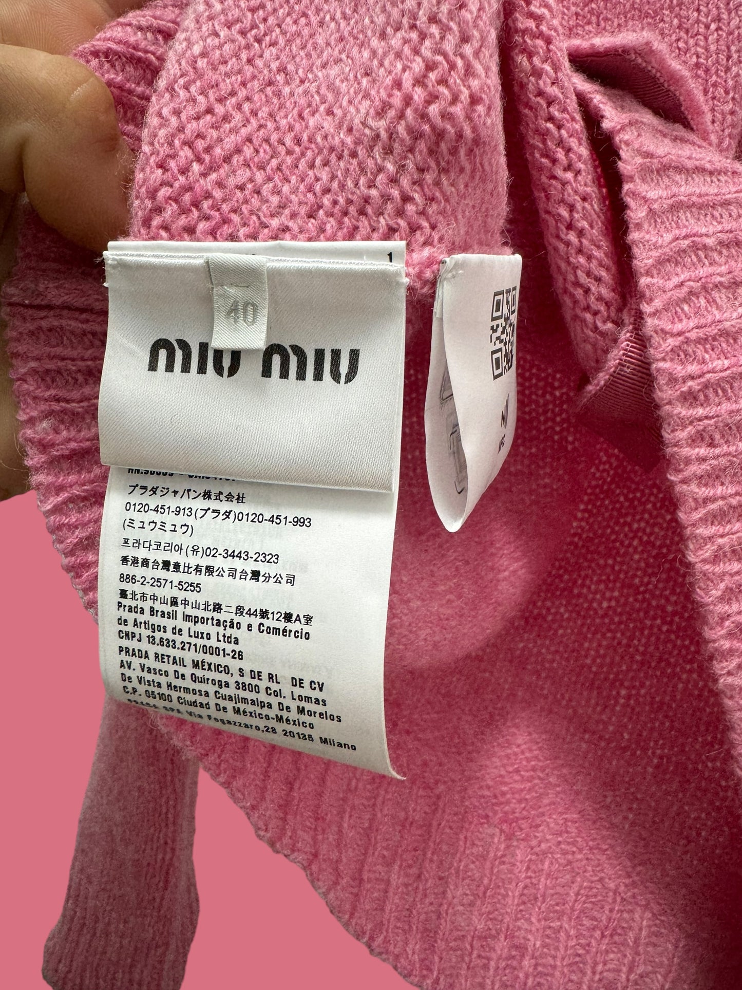 MIU MIU pink knit cardigan