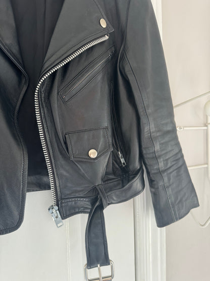 MARKOO black leather motorcycle jacket