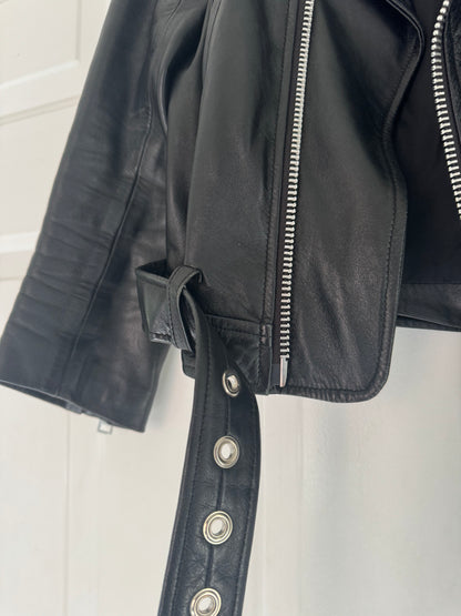 MARKOO black leather motorcycle jacket