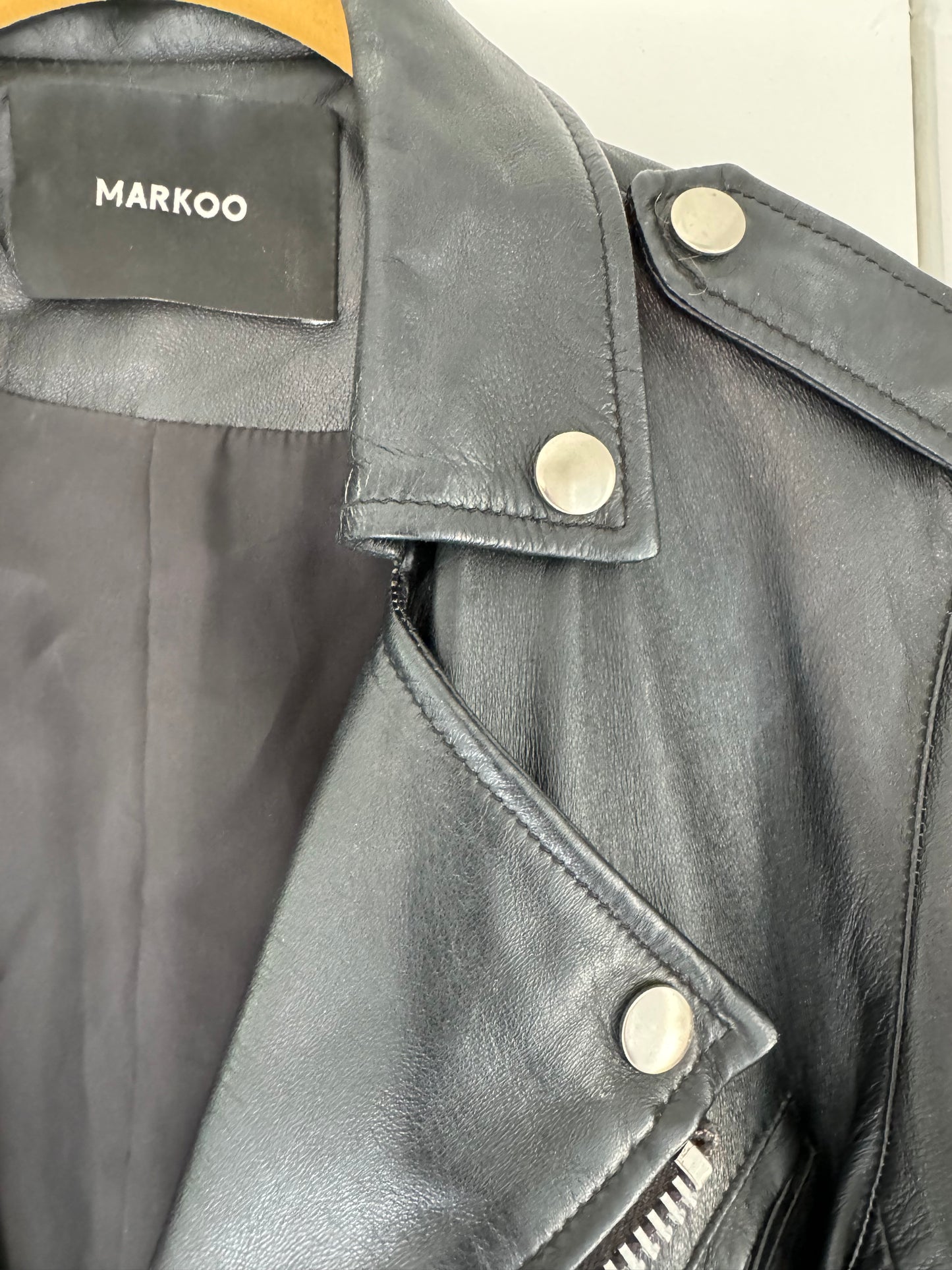 MARKOO black leather motorcycle jacket