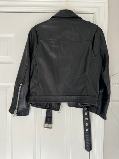 MARKOO black leather motorcycle jacket