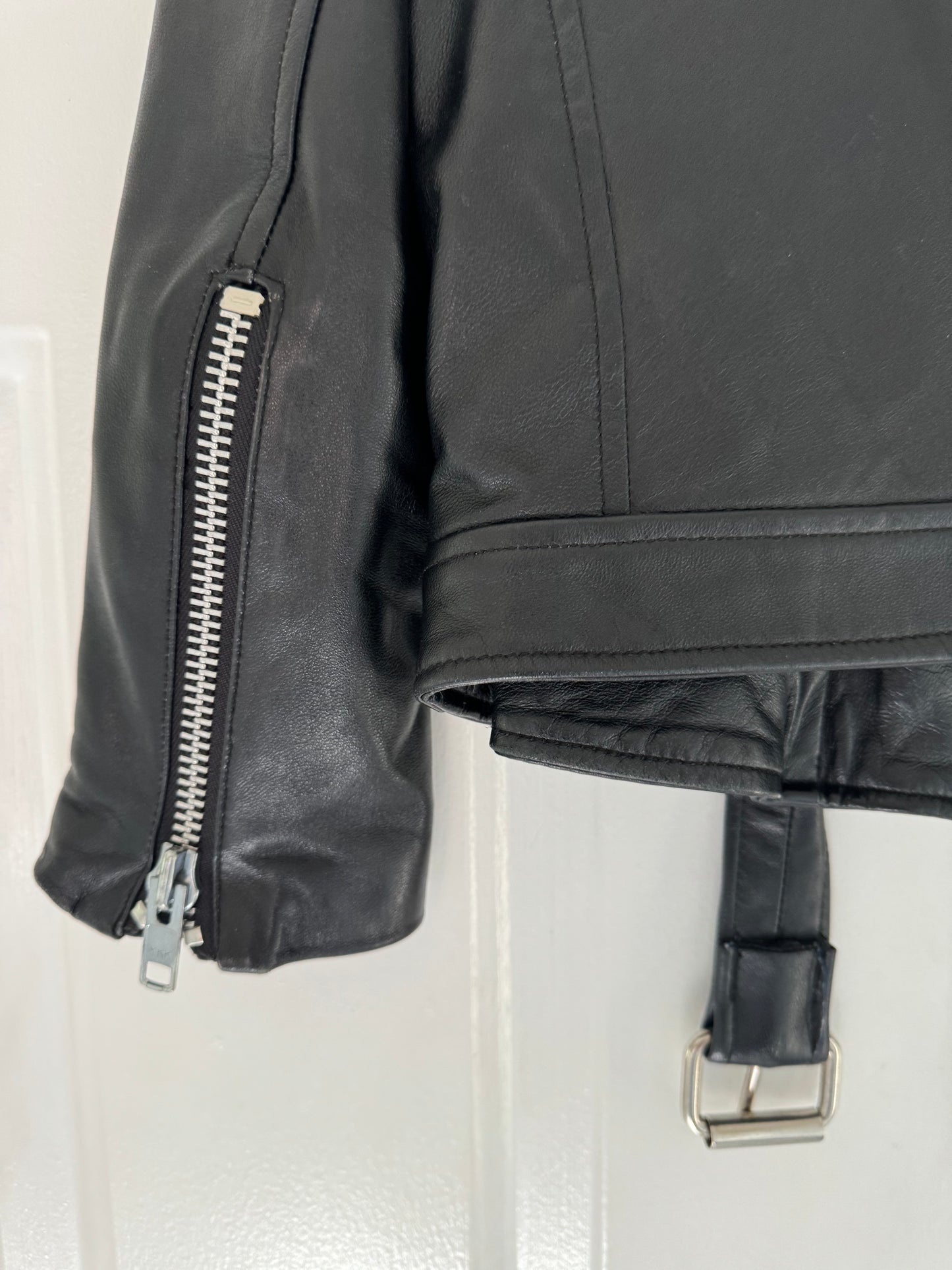 MARKOO black leather motorcycle jacket