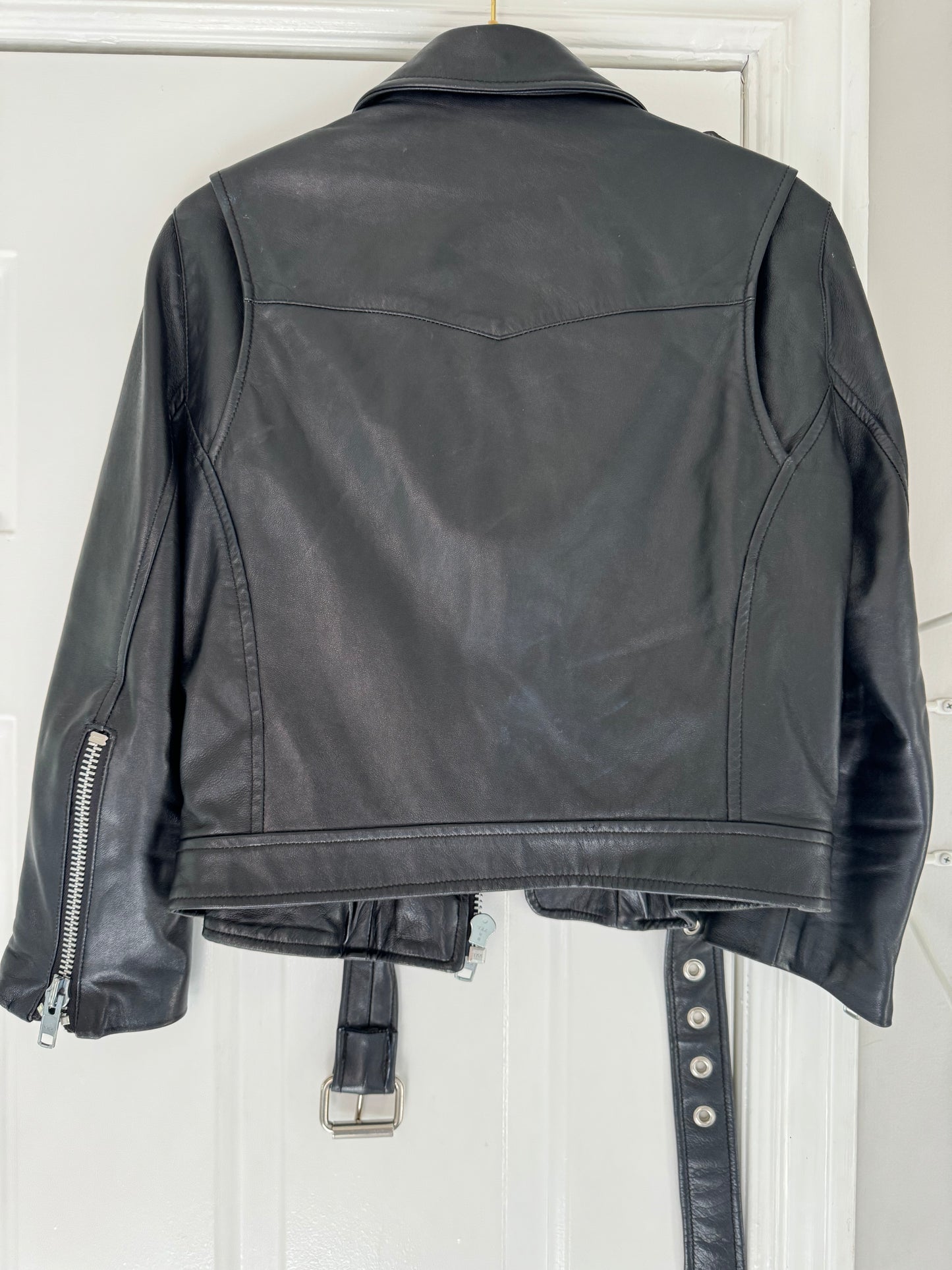 MARKOO black leather motorcycle jacket