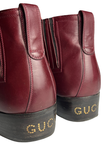 Mens Gucci  New Waxed Calf Bordeaux Boot
